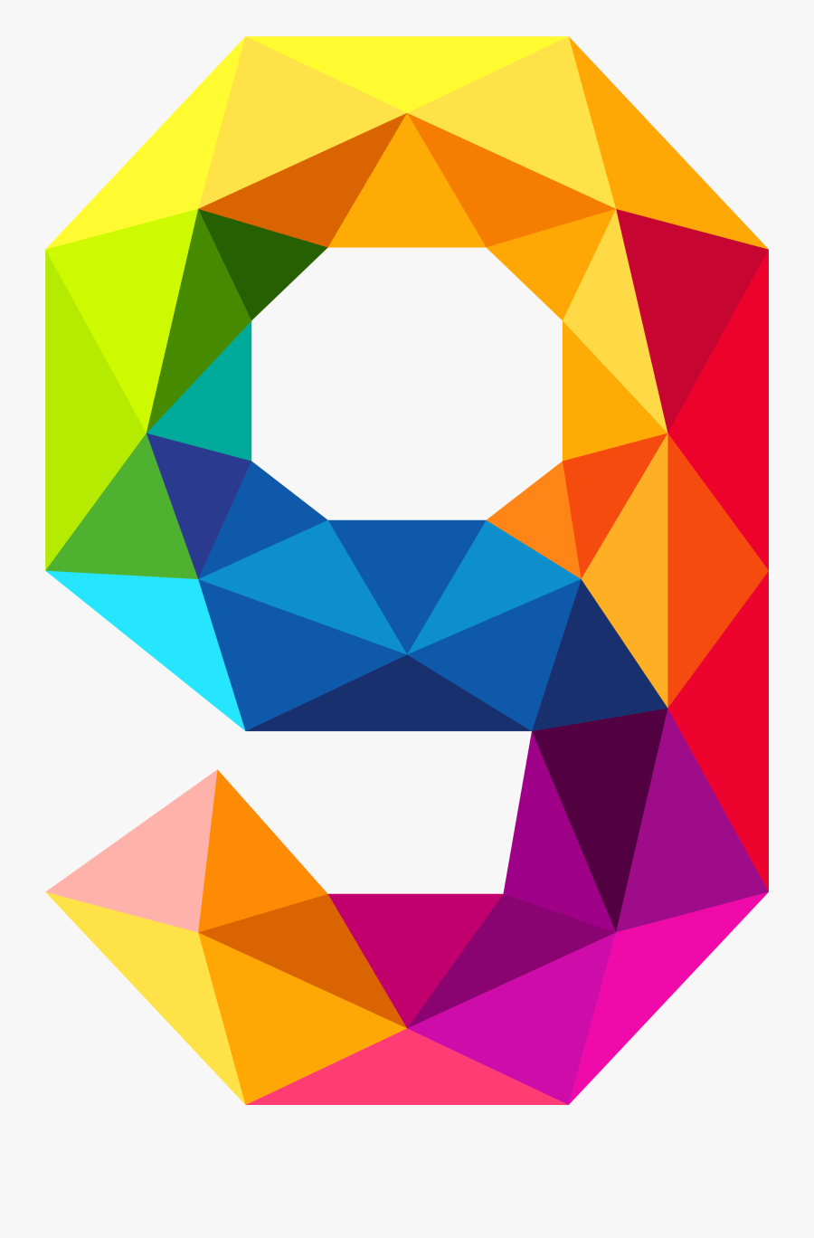 Colourful Triangles Number Nine Png Clipart Image - Colourful Triangles Number Png, Transparent Clipart