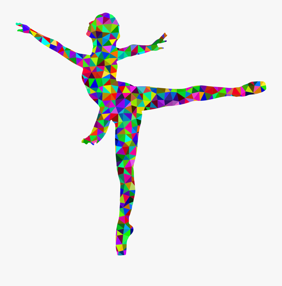 Prismatic Low Poly Ballerina - Jazz Dancer Silhouette Png, Transparent Clipart