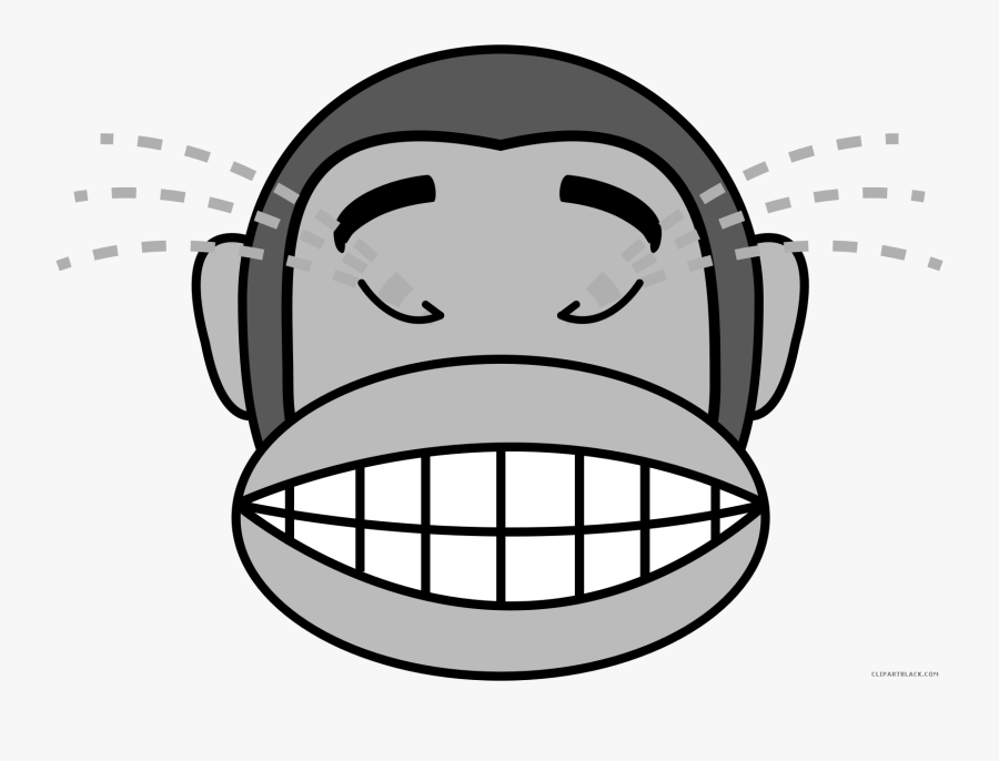 Monkey Emojis Animal Free Black White Clipart Images, Transparent Clipart