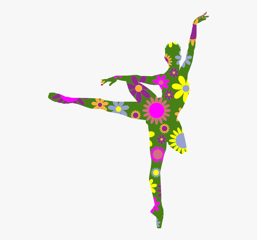 Clipart Retro Floral Braided Hair Ballerina Ballet, Transparent Clipart
