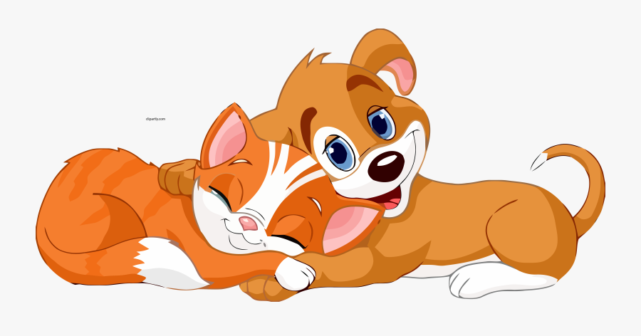 Cat And Dog Cartoon Hug Clipart Png, Transparent Clipart