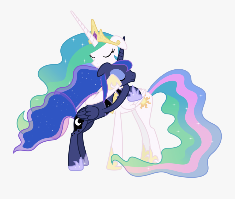 Celestia And Luna Hugging, Transparent Clipart