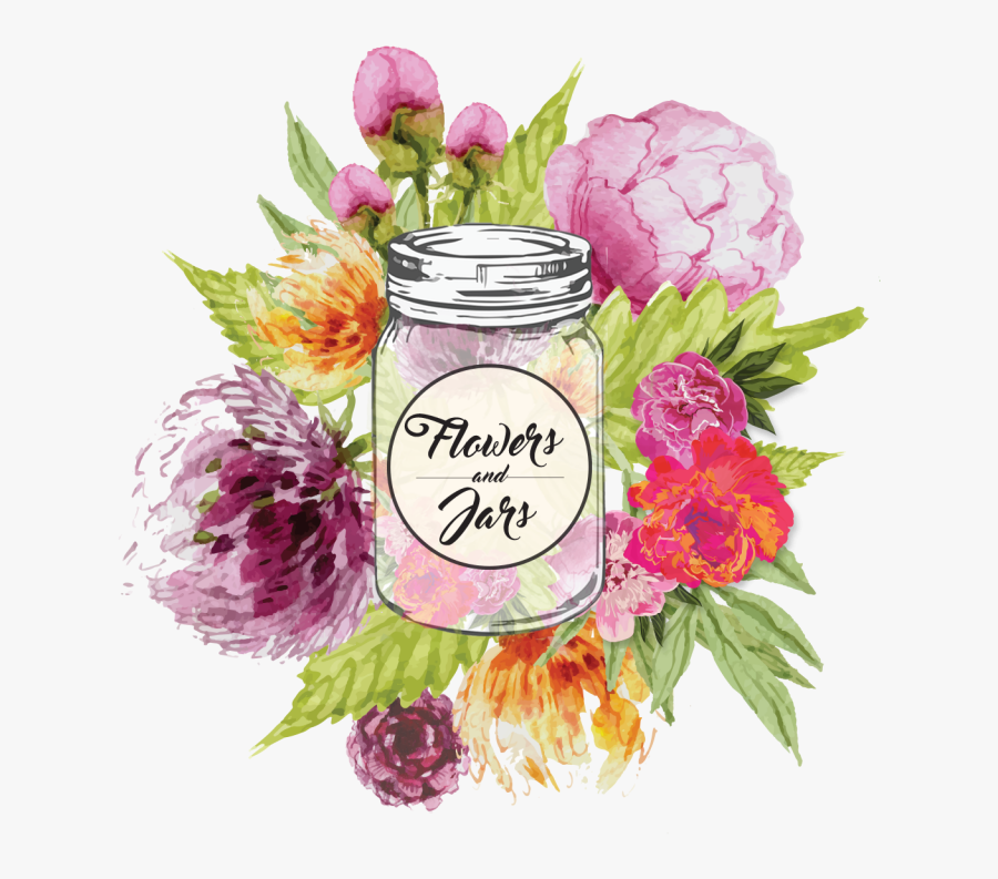 Transparent Mason Jar Clipart - Flower, Transparent Clipart