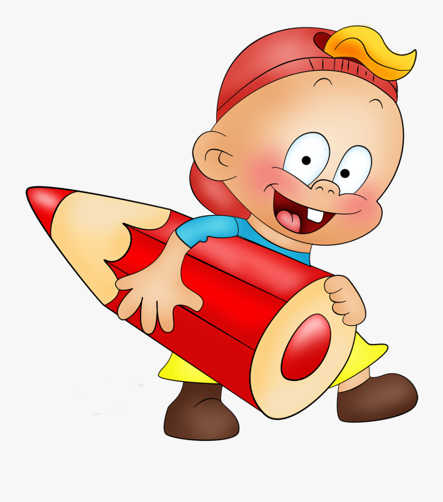 Little Boy With Pencil - Cartoon Image Clip Art, Transparent Clipart