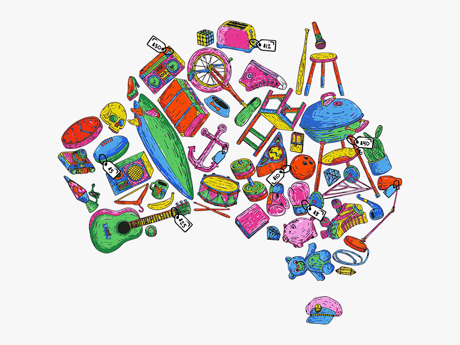 Transparent Australia Map Clipart - Garage Sale Trail 2019, Transparent Clipart