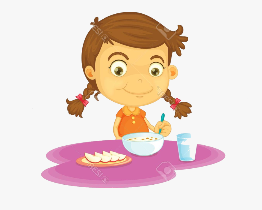 Eating Have Breakfast Clipart Child Food Children Transparent - Girl Eat Breakfast Clipart, Transparent Clipart