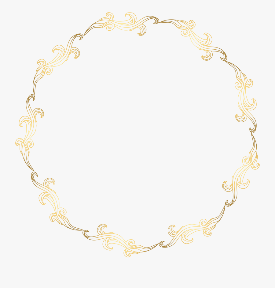 Floral Gold Round Border Png Transparent Clip Art Image, Transparent Clipart