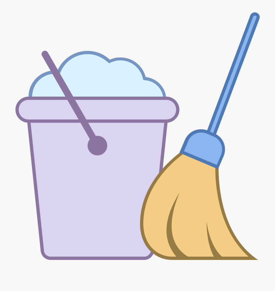 A Housekeeping Icon Is A Bucket And A Mop Next To Each - Icon Haushalt, Transparent Clipart