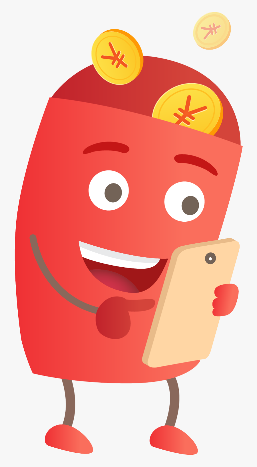 开心玩手机的红包- Red Envelope - 看 手機 卡通, Transparent Clipart