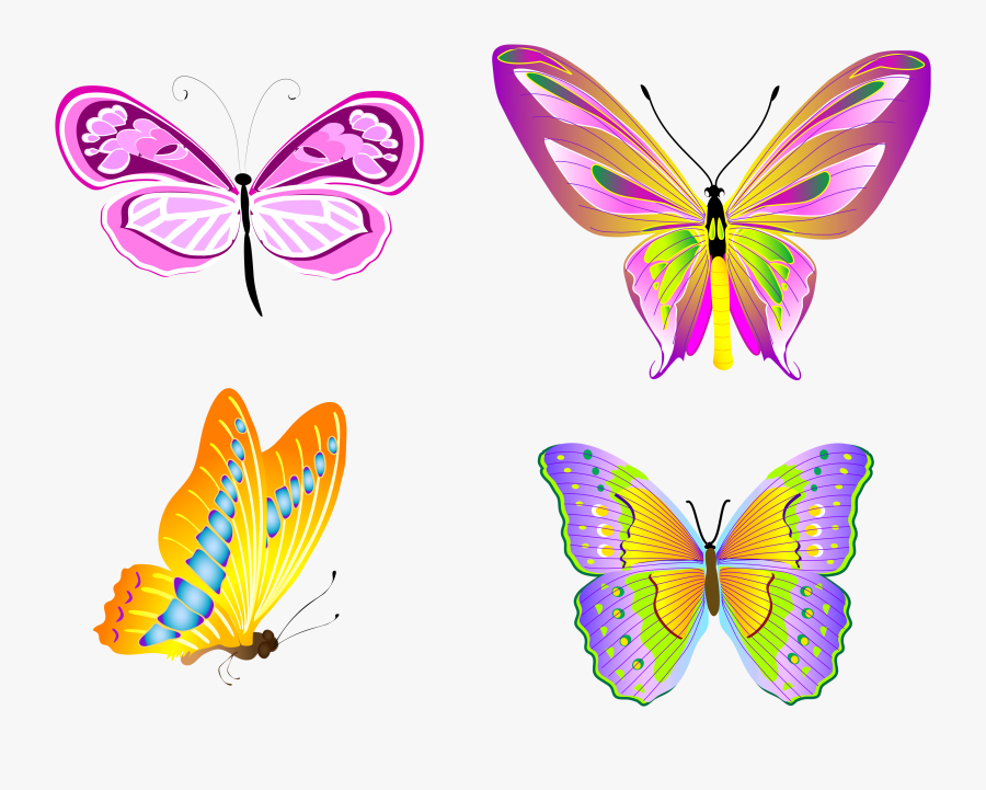 Transparent Butterflies Set Png Clipart, Transparent Clipart