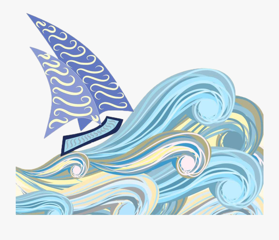 Wave Drawing Stock Illustration - Boat And Waves Illustration, Transparent Clipart