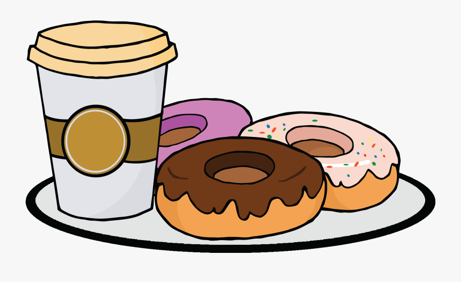 Transparent Cute Coffee Cup Clipart - Donuts And Coffee Clip Art, Transparent Clipart