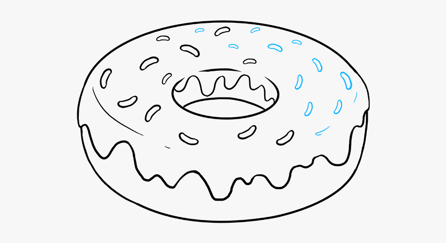 Donut Black And White Outline Drawing Royalty Free - Draw A Cartoon Donut, Transparent Clipart
