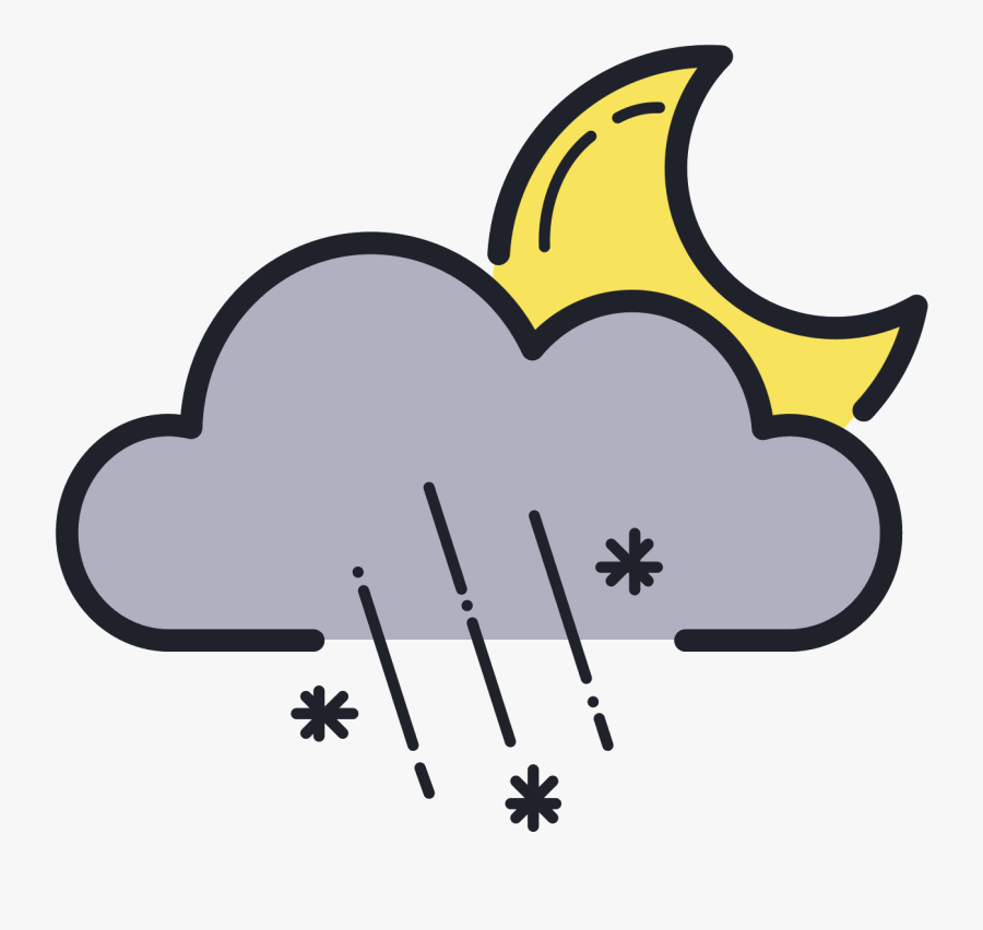 Rainy Snowy Night Icon - Weather Symbol Wind Icon, Transparent Clipart