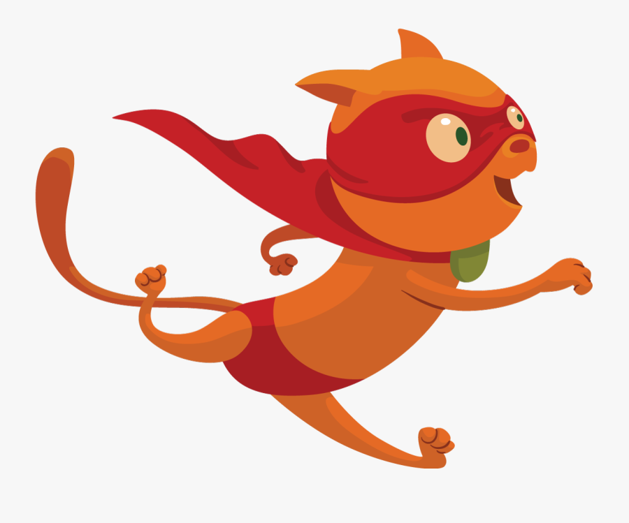 Orange Clipart Superhero - Superhero Cat Clipart, Transparent Clipart