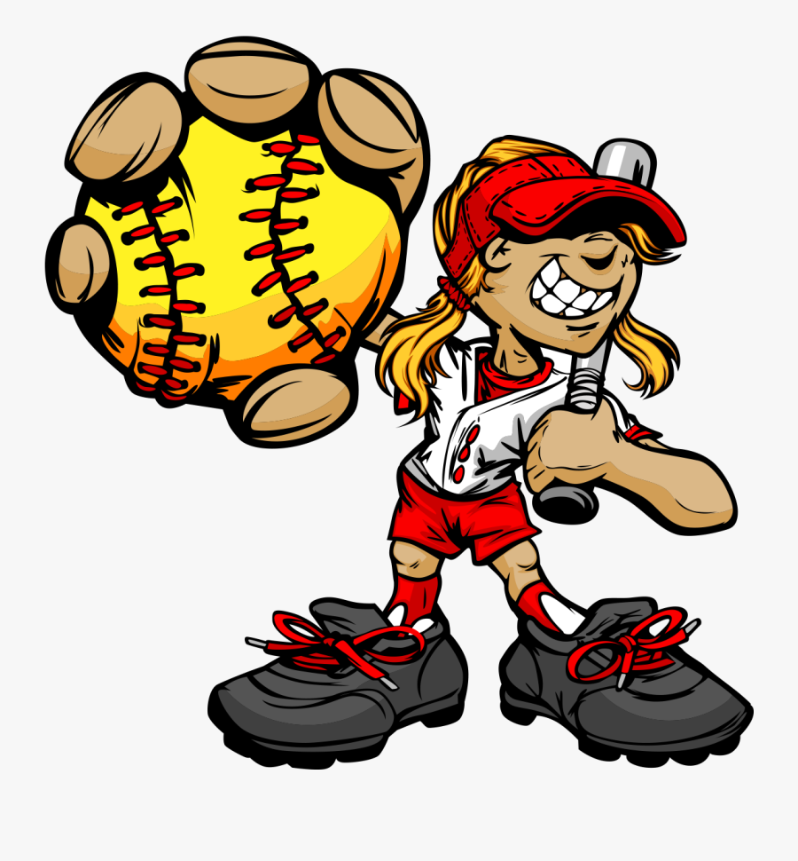 Clip Freeuse Download Fastpitch Softball Art Tennis - Softball Girl Cartoon, Transparent Clipart