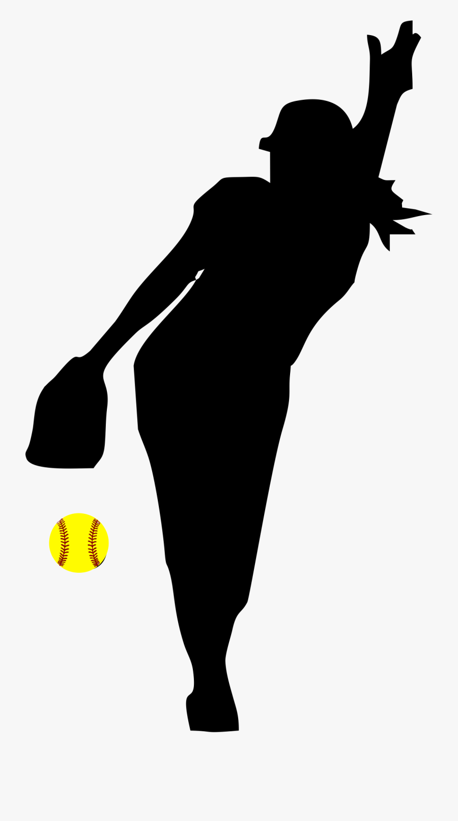 Softball Fastpitch Clip Art Transparent Background - Silhouette Softball Player Png, Transparent Clipart