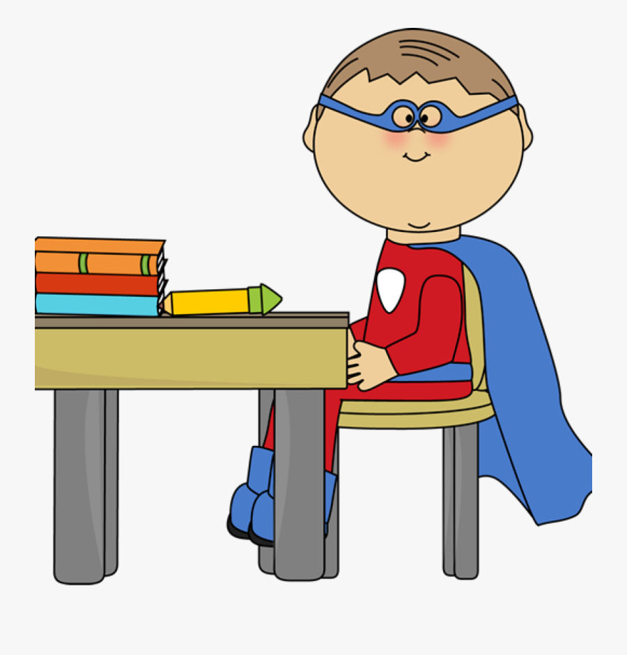 Superhero Kids Clipart Easter Clipart - Sitting At Desk Clipart, Transparent Clipart