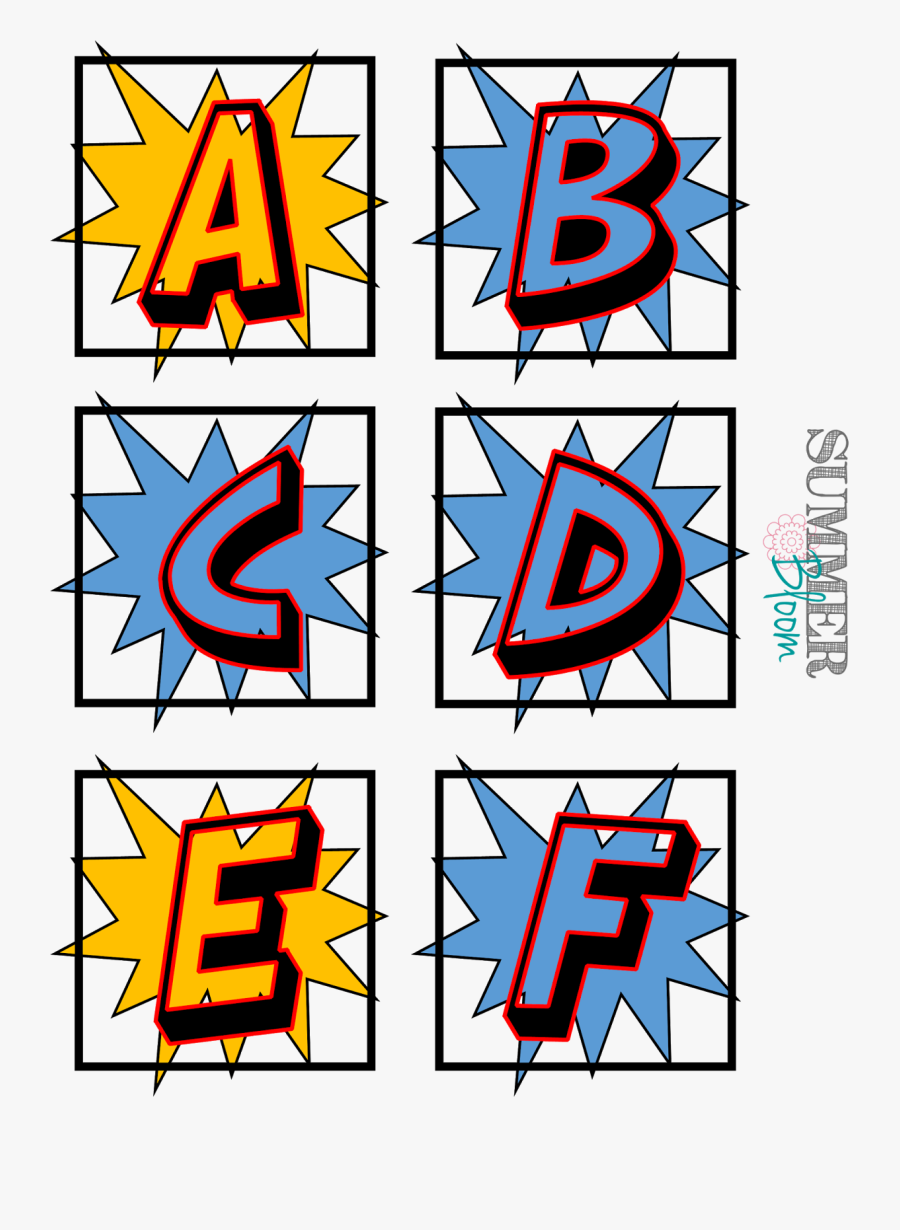 Superhero Word Wall Alphabet - Free Printable Superhero Alphabet Letters, Transparent Clipart