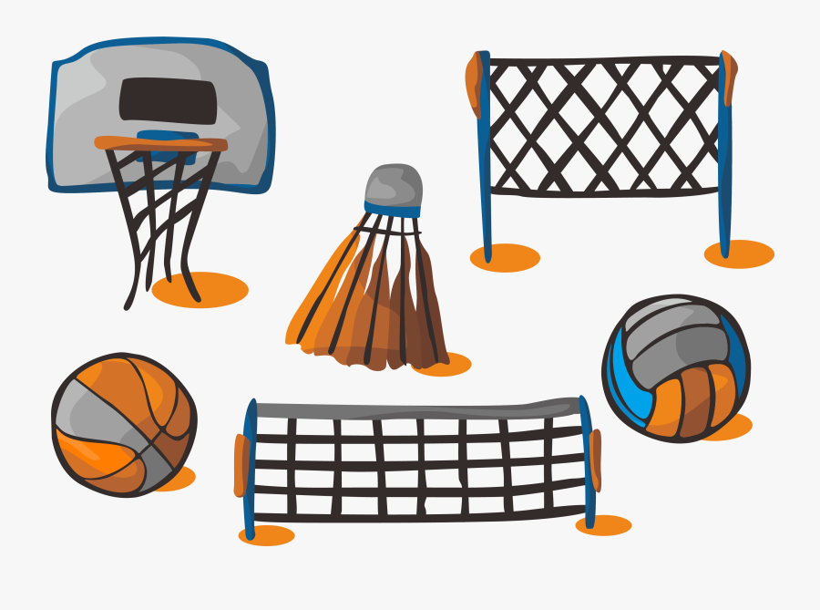 Clipart Basketball Hoop - Basketball And Volleyball And Badminton, Transparent Clipart
