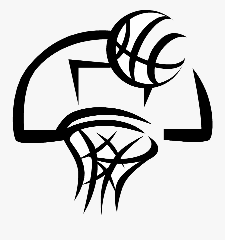 Basketball Unique Hoop Clipart Black And White Gallery - Black And White Basketball Clip Art, Transparent Clipart