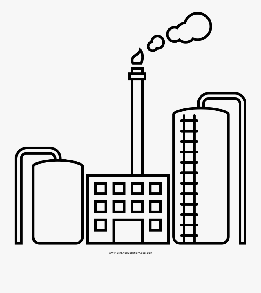 Factory Clipart Oil Factory - Drawing Of Petroleum Refinery, Transparent Clipart