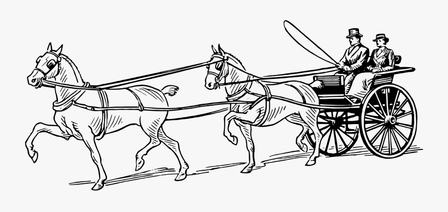 Horse Pulling Wagon Coloring Pages - Horse Carriage Clipart Black And White, Transparent Clipart