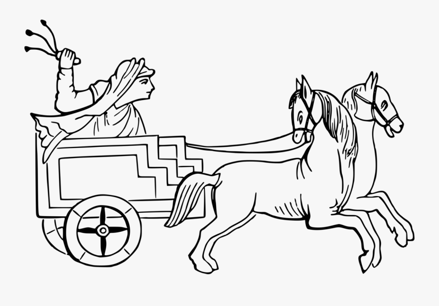 Transparent Horse And Carriage Png - Black And White Chariot, Transparent Clipart