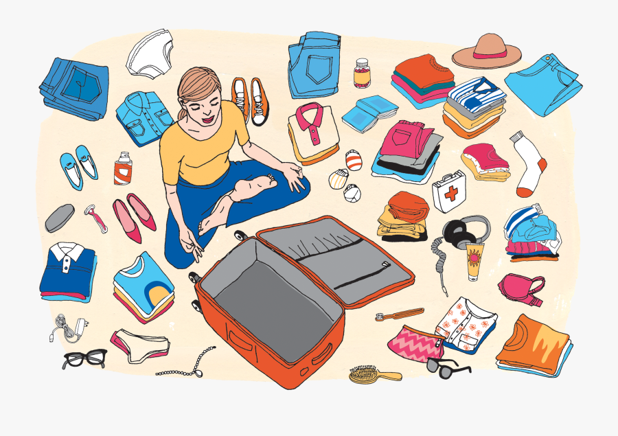 Addition Clipart Carry - Packing For A Trip Cartoon, Transparent Clipart