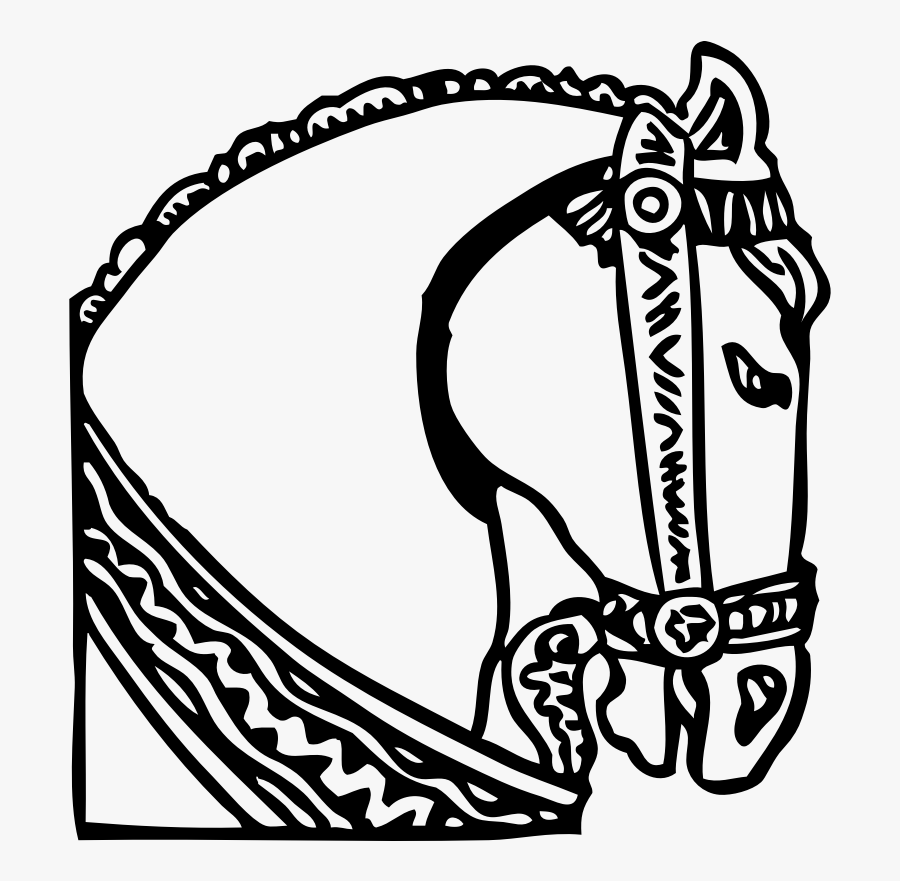 Horse Head - Drawing Medieval Horse Head, Transparent Clipart