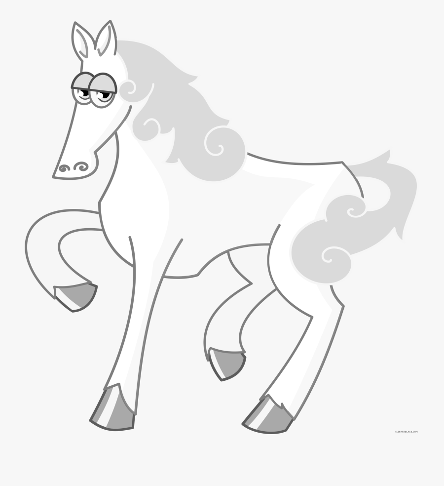 Transparent Horse Clipart Black And White - White Horse Cartoon Png, Transparent Clipart