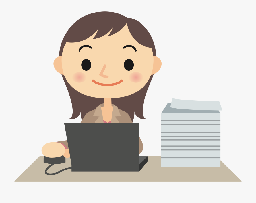 Transparent Questions Clipart - Girl Typing On Computer Cartoon, Transparent Clipart