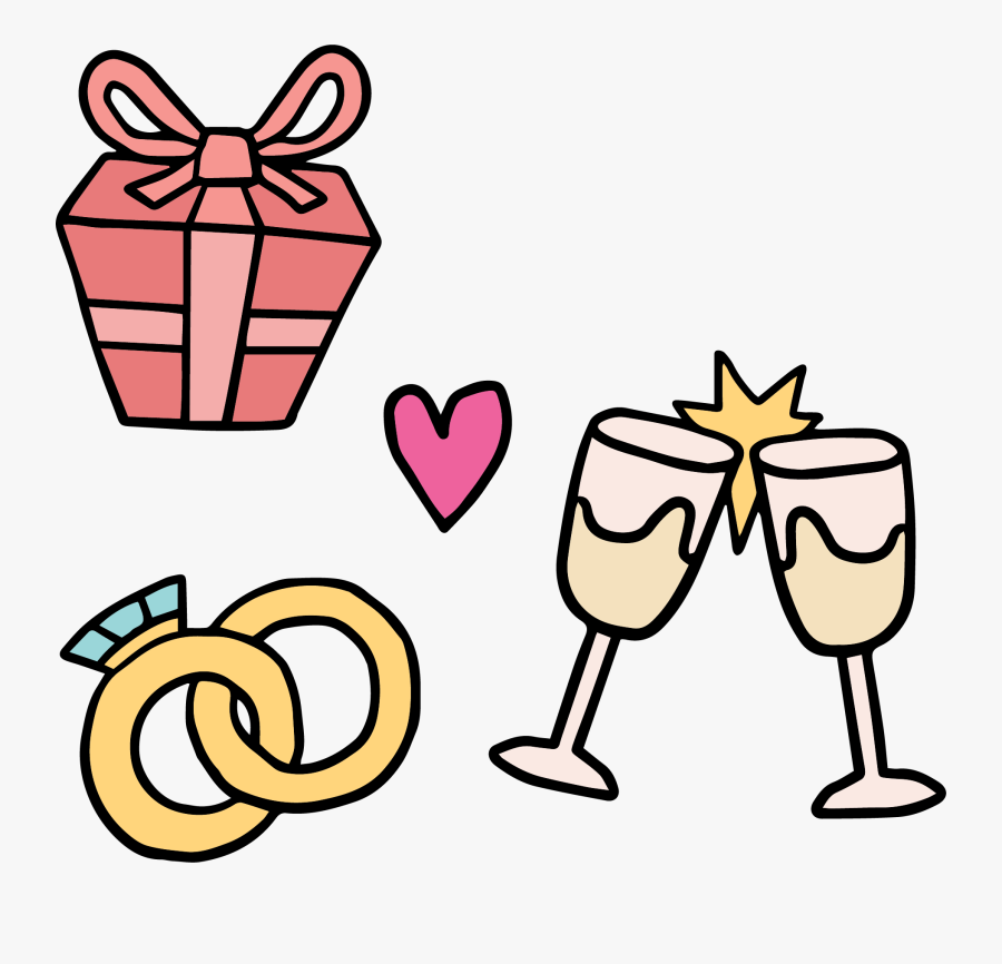 Rings Clipart Line Art - Engagement Rings Cartoon, Transparent Clipart
