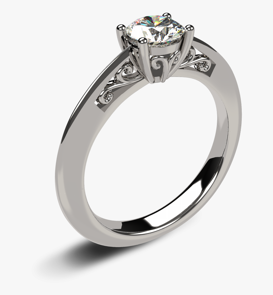 Diamond Ring 14k White Gold Solitaire, Transparent Clipart