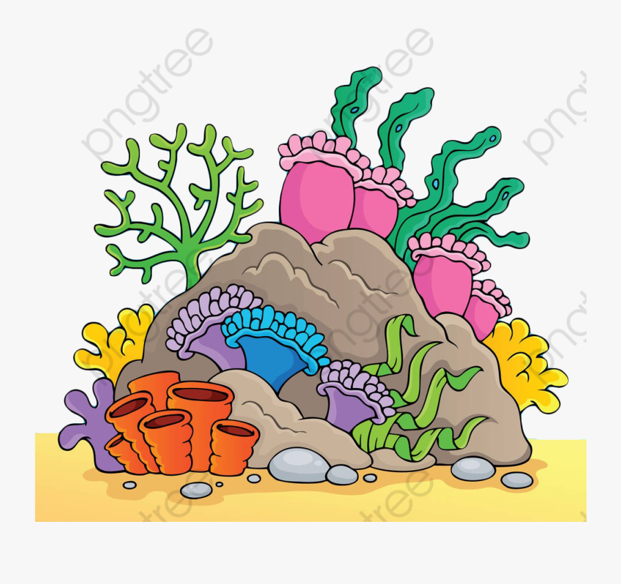 Color Underwater World - Coral Reef Cartoon Drawing, Transparent Clipart