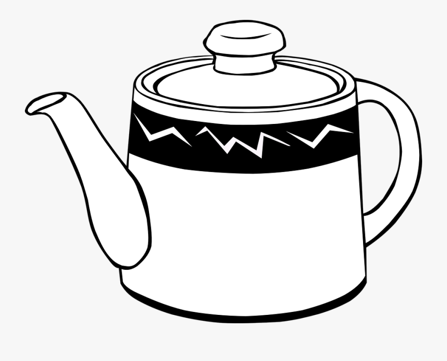 Fast Food, Drinks, Tea, Pot - Kettle Black And White, Transparent Clipart