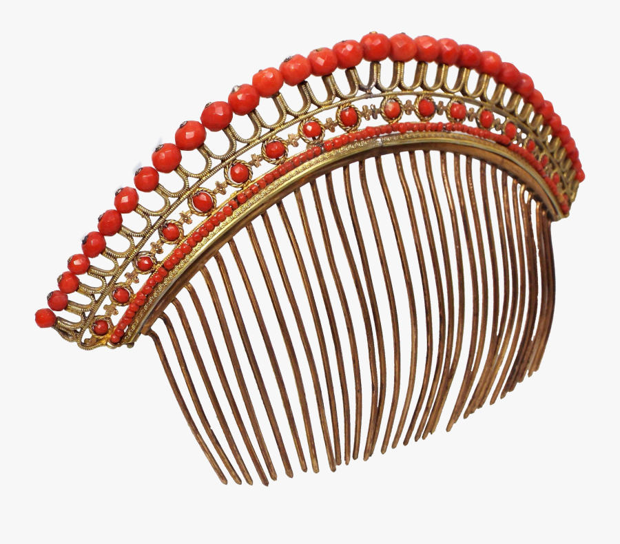 Antique Coral Diadem Tiara Original Gilt Metal Combe - Art, Transparent Clipart