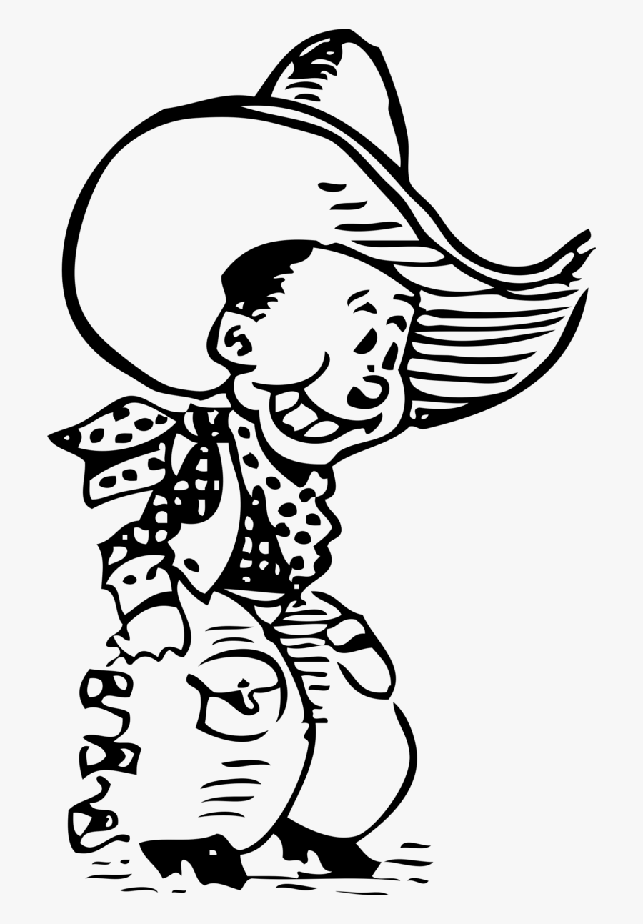 Black And White Cowboy Clip Art, Transparent Clipart