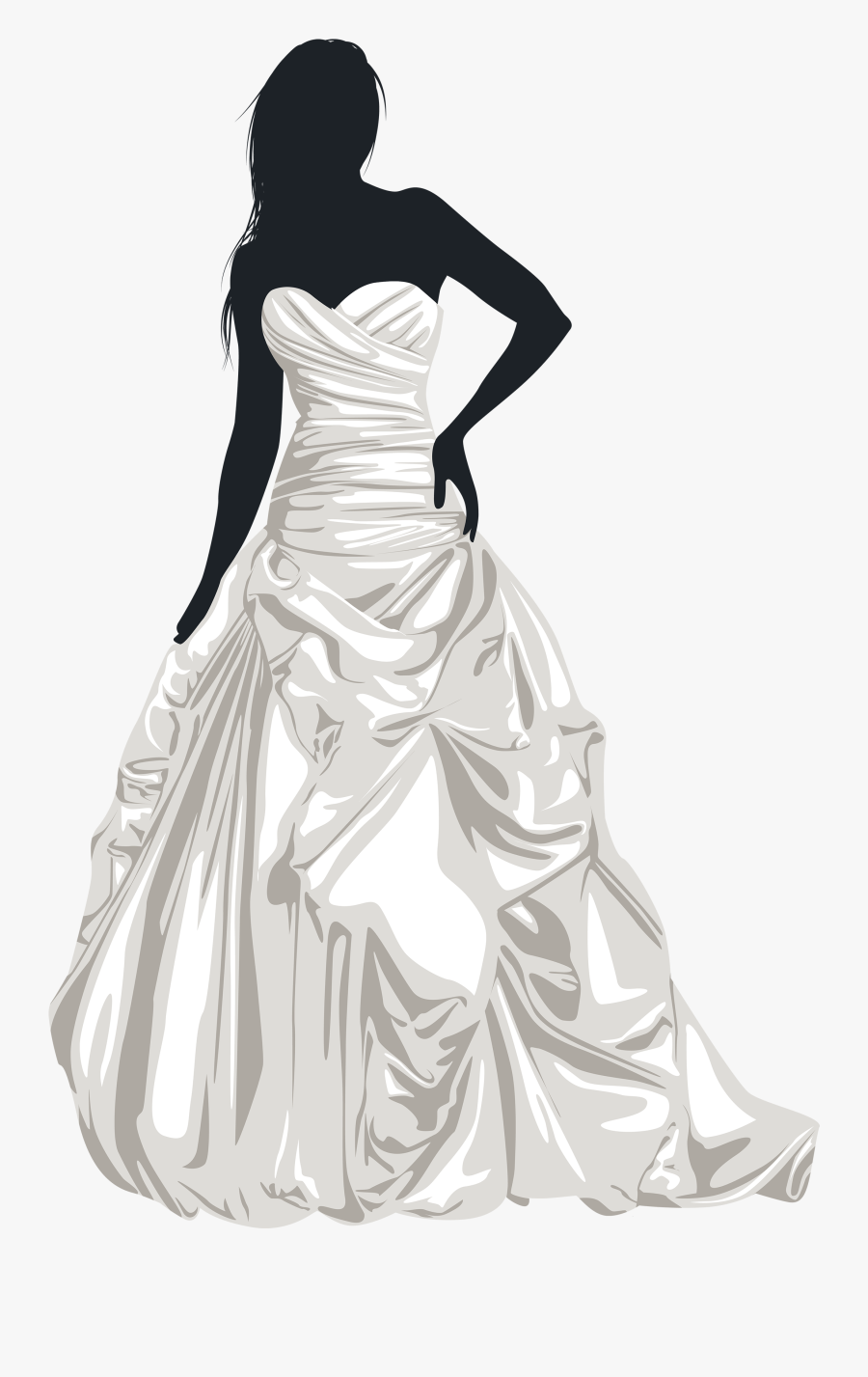 Bride Silhouette Clip Art - Silhouette Bride Dress, Transparent Clipart