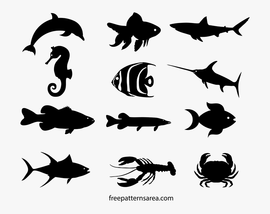 Goldfish Clipart Template - Fish Silhouette Shapes, Transparent Clipart