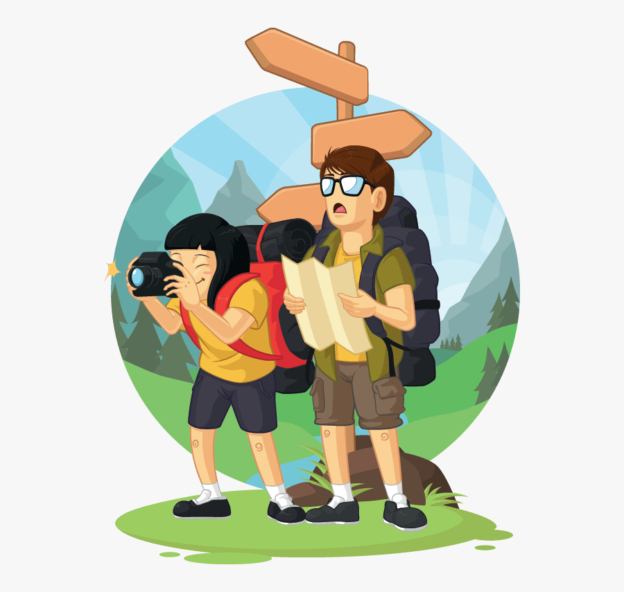 Backpackers Cartoon, Transparent Clipart