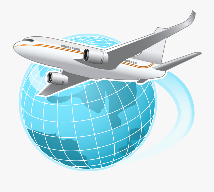 Vector Transparent Download Airplane Vacation Clipart - Airplane Flying Around The Globe, Transparent Clipart
