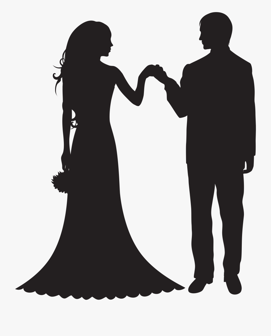 Bride And Groom Silhouette Clip Art, Transparent Clipart