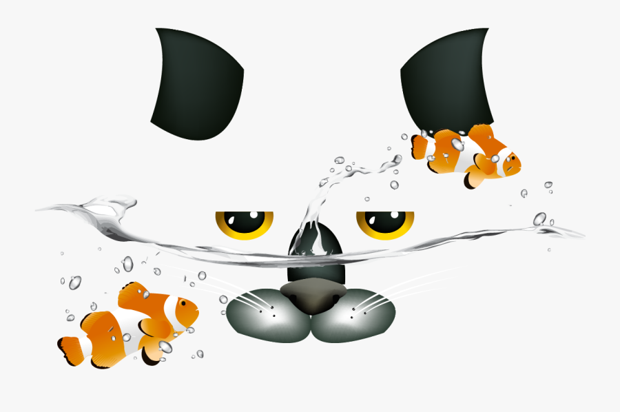 Painted Cats And Vector Goldfish Free Transparent Image - Cartoon, Transparent Clipart
