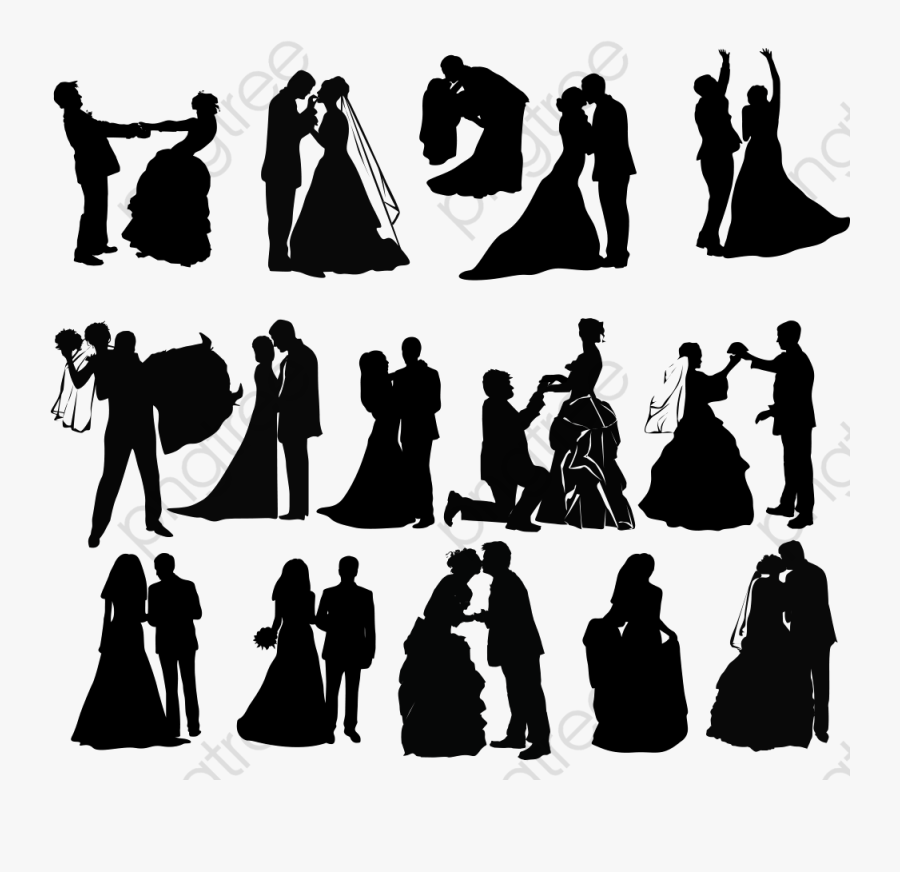 Silhouette Of Bride And Groom - Wedding Silhouettes, Transparent Clipart