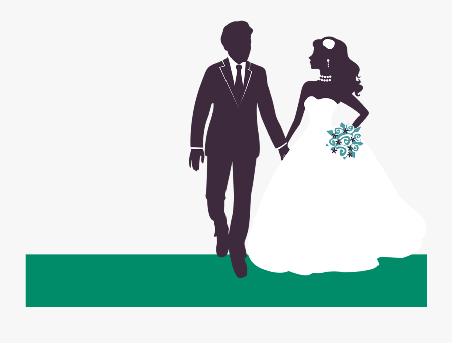 Bride And Groom - Elegant Wedding Couple Silhouette Wedding Card Vector, Transparent Clipart