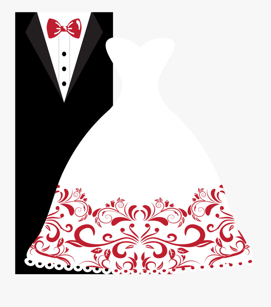 Transparent Hayride Clipart - Wedding Invitation Gown And Tuxedo, Transparent Clipart