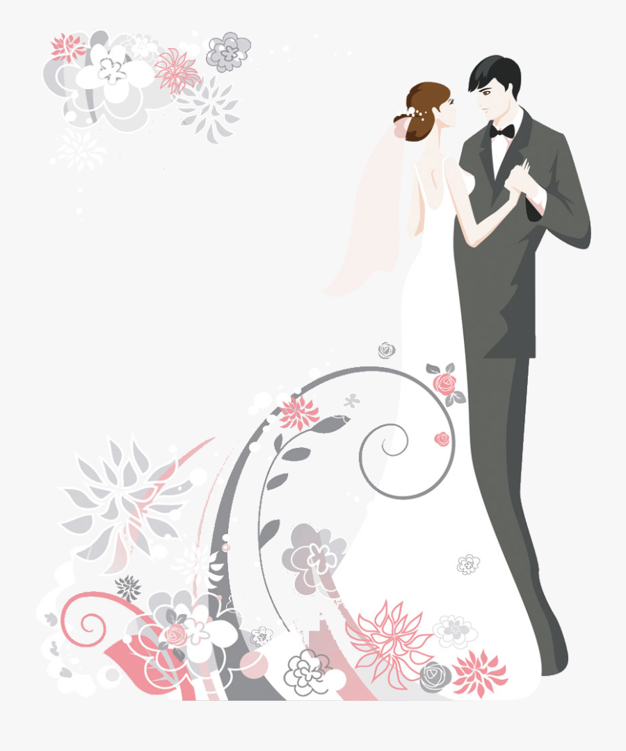 Wedding Invitation Cake Clip Art Cartoon Couple - Cartoon Couple Wedding Invitations, Transparent Clipart