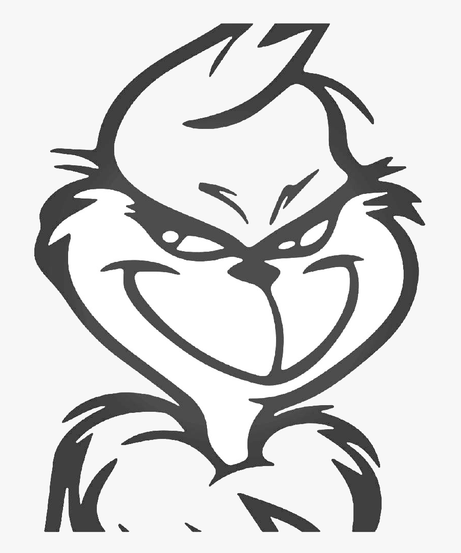Grinch Face Clipart Free On Transparent Png - Black And White Grinch, Transparent Clipart