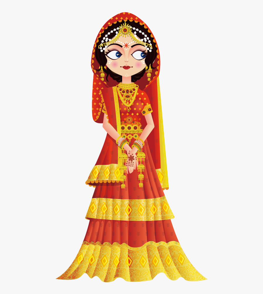 Weddings In India Wedding Invitation Bride Clip Art - Indian Bride And Groom Cartoon Png, Transparent Clipart